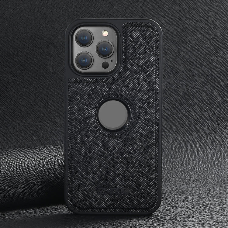 For iPhone 16 Suteni G1 Cross Texture MagSafe Phone Case(Black)