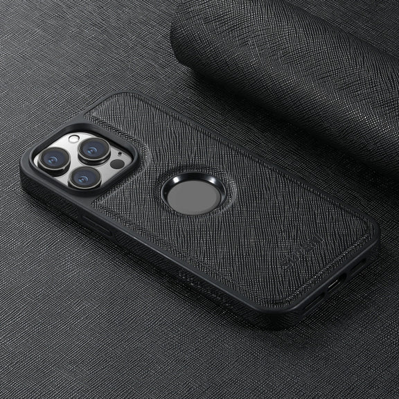 For iPhone 16 Suteni G1 Cross Texture MagSafe Phone Case(Black)
