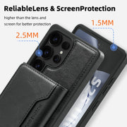 For Samsung Galaxy S25 5G Shield Multi-functional MagSafe Card Bag Phone Case(Black)