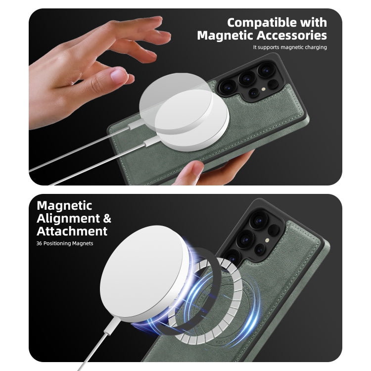 For Samsung Galaxy S25 5G Shield Multi-functional MagSafe Card Bag Phone Case(Green) - Galaxy S25 5G Cases by PMC Jewellery | Online Shopping South Africa | PMC Jewellery | Buy Now Pay Later Mobicred