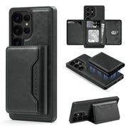 For Samsung Galaxy S25+ 5G Shield Multi-functional MagSafe Card Bag Phone Case(Black)