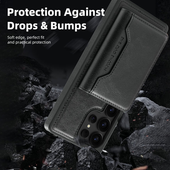 For Samsung Galaxy S25+ 5G Shield Multi-functional MagSafe Card Bag Phone Case(Black)