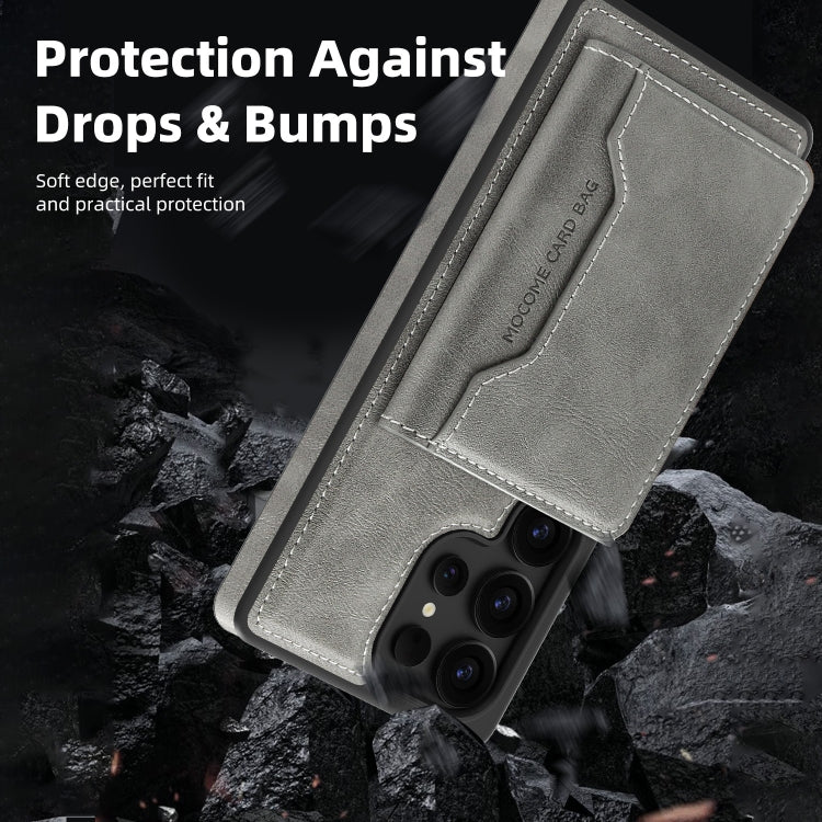 For Samsung Galaxy S25+ 5G Shield Multi-functional MagSafe Card Bag Phone Case(Grey) - Galaxy S25+ 5G Cases by PMC Jewellery | Online Shopping South Africa | PMC Jewellery | Buy Now Pay Later Mobicred