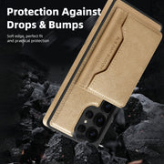 For Samsung Galaxy S25 Ultra 5G Shield Multi-functional MagSafe Card Bag Phone Case(Desert Gold)