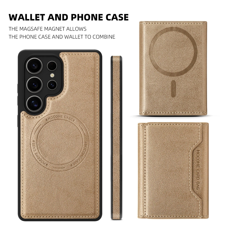 For Samsung Galaxy S25 Ultra 5G Shield Multi-functional MagSafe Card Bag Phone Case(Desert Gold) - Galaxy S25 Ultra 5G Cases by PMC TechLife | Online Shopping South Africa | PMC TechLife | Buy Now Pay Later Mobicred
