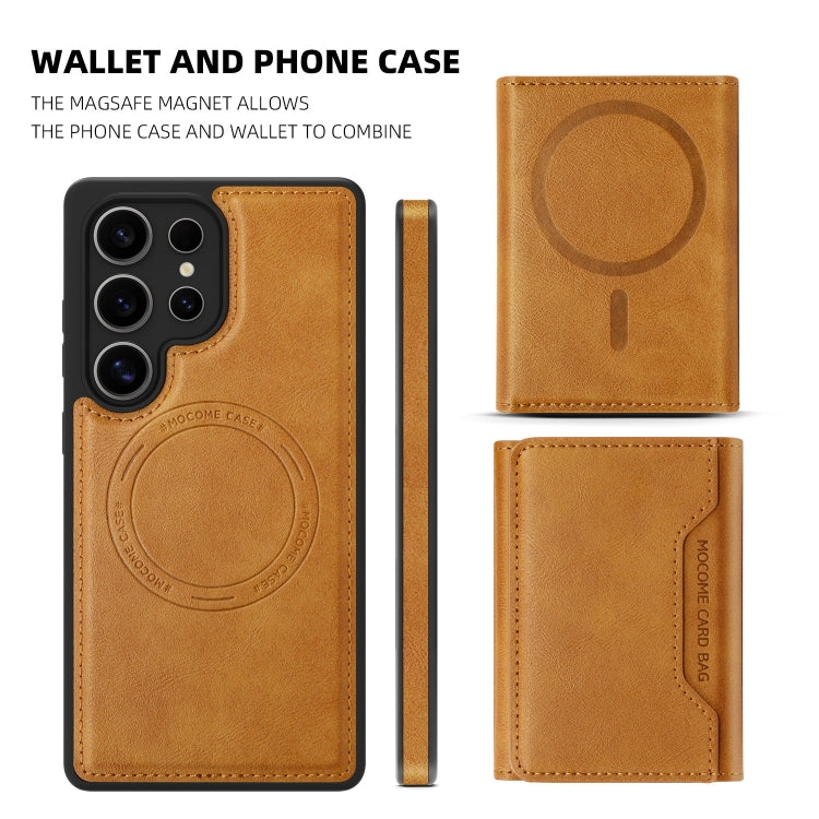 For Samsung Galaxy S25 Ultra 5G Shield Multi-functional MagSafe Card Bag Phone Case(Brown) - Galaxy S25 Ultra 5G Cases by PMC Jewellery | Online Shopping South Africa | PMC Jewellery | Buy Now Pay Later Mobicred