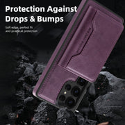 For Samsung Galaxy S25 Ultra 5G Shield Multi-functional MagSafe Card Bag Phone Case(Purple)