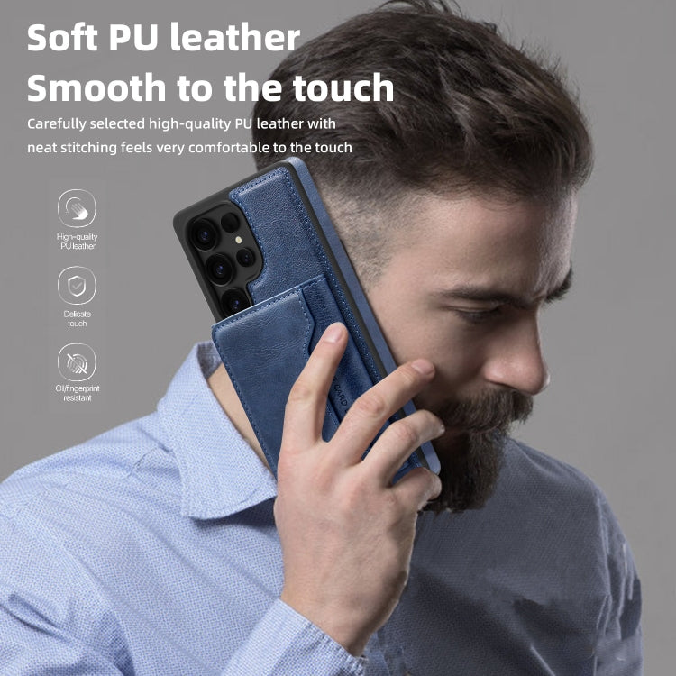 For Samsung Galaxy S25 Ultra 5G Shield Multi-functional MagSafe Card Bag Phone Case(Blue) - Galaxy S25 Ultra 5G Cases by PMC Jewellery | Online Shopping South Africa | PMC Jewellery | Buy Now Pay Later Mobicred