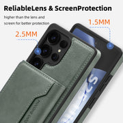For Samsung Galaxy S25 Ultra 5G Shield Multi-functional MagSafe Card Bag Phone Case(Green)