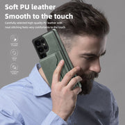 For Samsung Galaxy S25 Ultra 5G Shield Multi-functional MagSafe Card Bag Phone Case(Green)