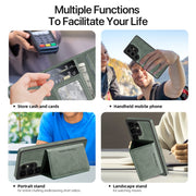For Samsung Galaxy S25 Ultra 5G Shield Multi-functional MagSafe Card Bag Phone Case(Green)