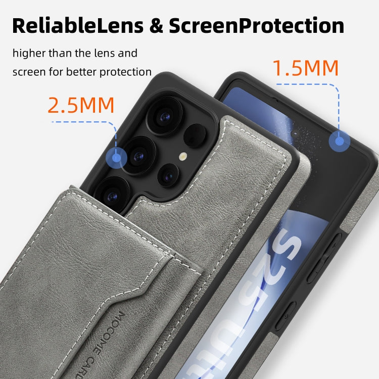 For Samsung Galaxy S25 Ultra 5G Shield Multi-functional MagSafe Card Bag Phone Case(Grey) - Galaxy S25 Ultra 5G Cases by PMC Jewellery | Online Shopping South Africa | PMC Jewellery | Buy Now Pay Later Mobicred
