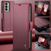For OPPO Reno12 5G Global CaseMe 023 Butterfly Buckle Litchi Texture RFID Anti-theft Leather Phone Case(Red)