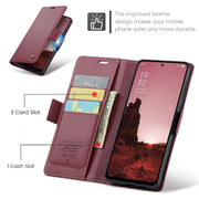 For OPPO Reno12 5G Global CaseMe 023 Butterfly Buckle Litchi Texture RFID Anti-theft Leather Phone Case(Red)