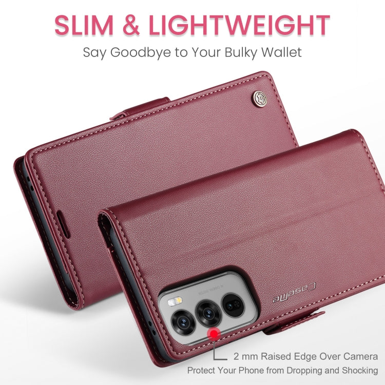 For OPPO Reno12 5G Global CaseMe 023 Butterfly Buckle Litchi Texture RFID Anti-theft Leather Phone Case(Red)