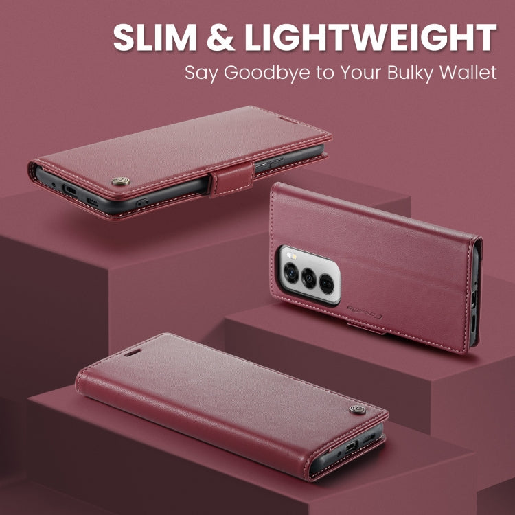 For OPPO Reno12 5G Global CaseMe 023 Butterfly Buckle Litchi Texture RFID Anti-theft Leather Phone Case(Red)
