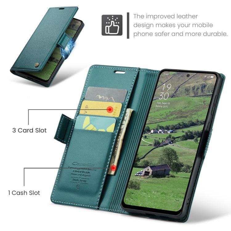 For OPPO Reno12 5G Global CaseMe 023 Butterfly Buckle Litchi Texture RFID Anti-theft Leather Phone Case(Green)