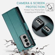 For OPPO Reno12 5G Global CaseMe 023 Butterfly Buckle Litchi Texture RFID Anti-theft Leather Phone Case(Green)