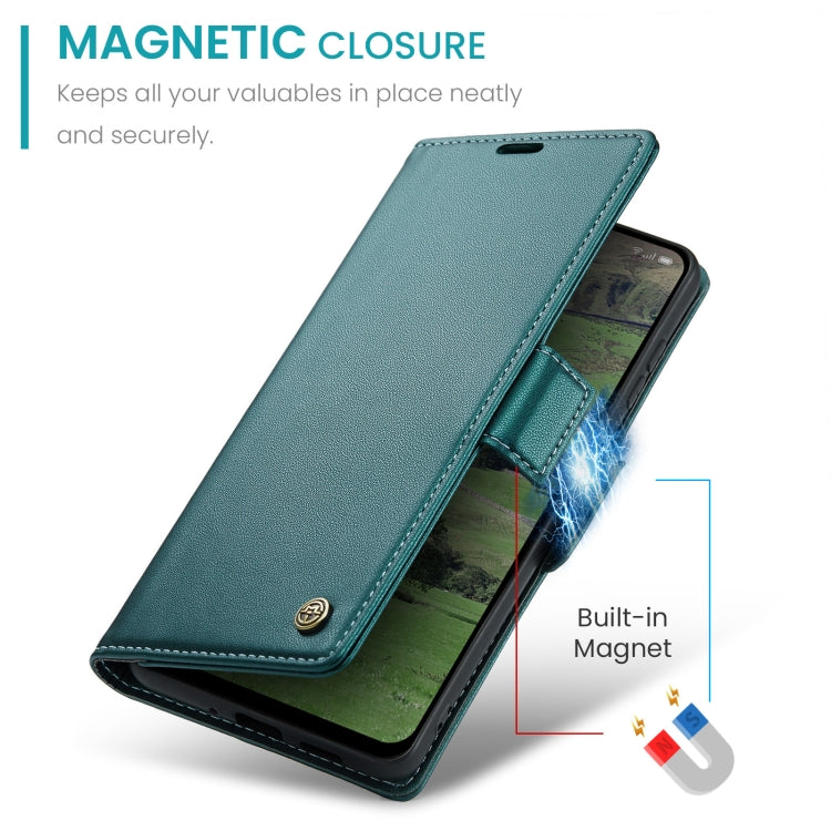 For OPPO Reno12 5G Global CaseMe 023 Butterfly Buckle Litchi Texture RFID Anti-theft Leather Phone Case(Green)