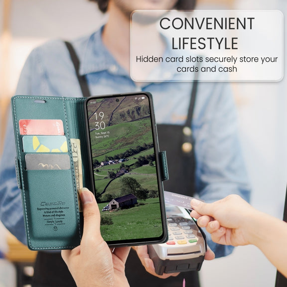 For OPPO Reno12 5G Global CaseMe 023 Butterfly Buckle Litchi Texture RFID Anti-theft Leather Phone Case(Green)