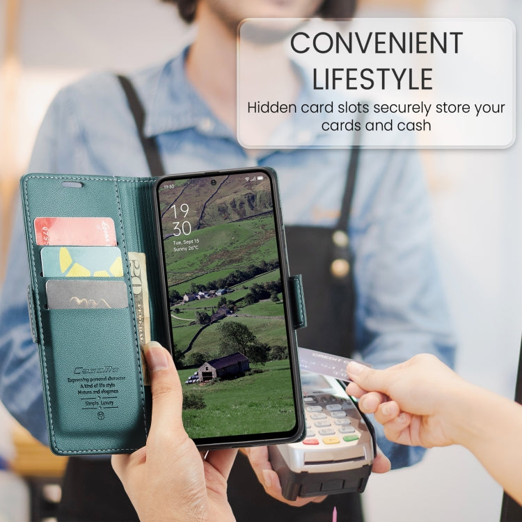 For OPPO Reno12 5G Global CaseMe 023 Butterfly Buckle Litchi Texture RFID Anti-theft Leather Phone Case(Green)