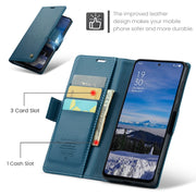 For OPPO Reno12 5G Global CaseMe 023 Butterfly Buckle Litchi Texture RFID Anti-theft Leather Phone Case(Blue)