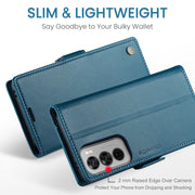 For OPPO Reno12 5G Global CaseMe 023 Butterfly Buckle Litchi Texture RFID Anti-theft Leather Phone Case(Blue)
