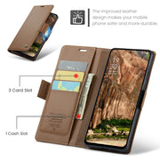 For OPPO Reno12 5G Global CaseMe 023 Butterfly Buckle Litchi Texture RFID Anti-theft Leather Phone Case(Brown)