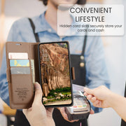 For OPPO Reno12 5G Global CaseMe 023 Butterfly Buckle Litchi Texture RFID Anti-theft Leather Phone Case(Brown)
