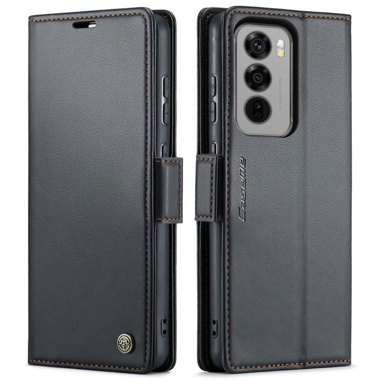 For OPPO Reno12 5G Global CaseMe 023 Butterfly Buckle Litchi Texture RFID Anti-theft Leather Phone Case(Black) - OPPO Cases by CaseMe | Online Shopping South Africa | PMC Jewellery | Buy Now Pay Later Mobicred