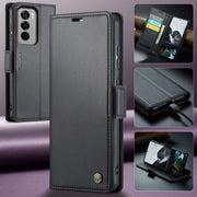 For OPPO Reno12 5G Global CaseMe 023 Butterfly Buckle Litchi Texture RFID Anti-theft Leather Phone Case(Black)