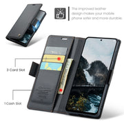 For OPPO Reno12 5G Global CaseMe 023 Butterfly Buckle Litchi Texture RFID Anti-theft Leather Phone Case(Black)