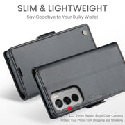 For OPPO Reno12 5G Global CaseMe 023 Butterfly Buckle Litchi Texture RFID Anti-theft Leather Phone Case(Black)