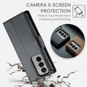 For OPPO Reno12 5G Global CaseMe 023 Butterfly Buckle Litchi Texture RFID Anti-theft Leather Phone Case(Black)