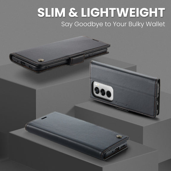For OPPO Reno12 5G Global CaseMe 023 Butterfly Buckle Litchi Texture RFID Anti-theft Leather Phone Case(Black)