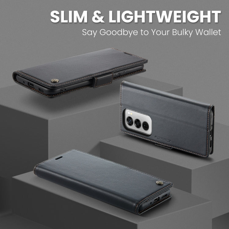 For OPPO Reno12 5G Global CaseMe 023 Butterfly Buckle Litchi Texture RFID Anti-theft Leather Phone Case(Black)