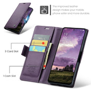 For OPPO Reno12 5G Global CaseMe 023 Butterfly Buckle Litchi Texture RFID Anti-theft Leather Phone Case(Purple)