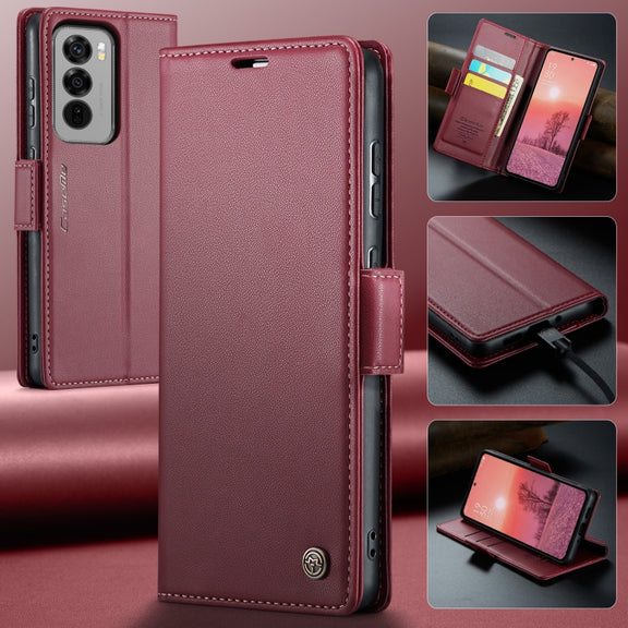 For OPPO Reno12 Pro 5G Global CaseMe 023 Butterfly Buckle Litchi Texture RFID Anti-theft Leather Phone Case(Red)