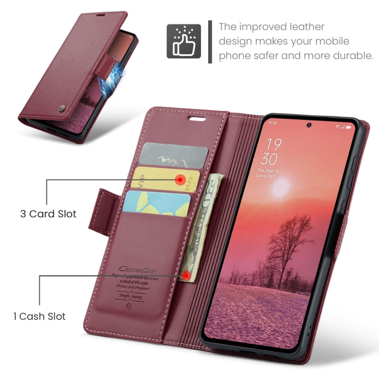 For OPPO Reno12 Pro 5G Global CaseMe 023 Butterfly Buckle Litchi Texture RFID Anti-theft Leather Phone Case(Red)