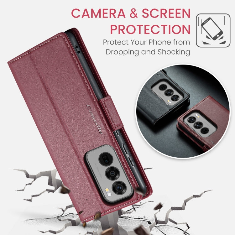 For OPPO Reno12 Pro 5G Global CaseMe 023 Butterfly Buckle Litchi Texture RFID Anti-theft Leather Phone Case(Red)