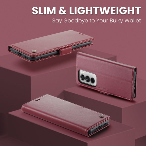 For OPPO Reno12 Pro 5G Global CaseMe 023 Butterfly Buckle Litchi Texture RFID Anti-theft Leather Phone Case(Red)