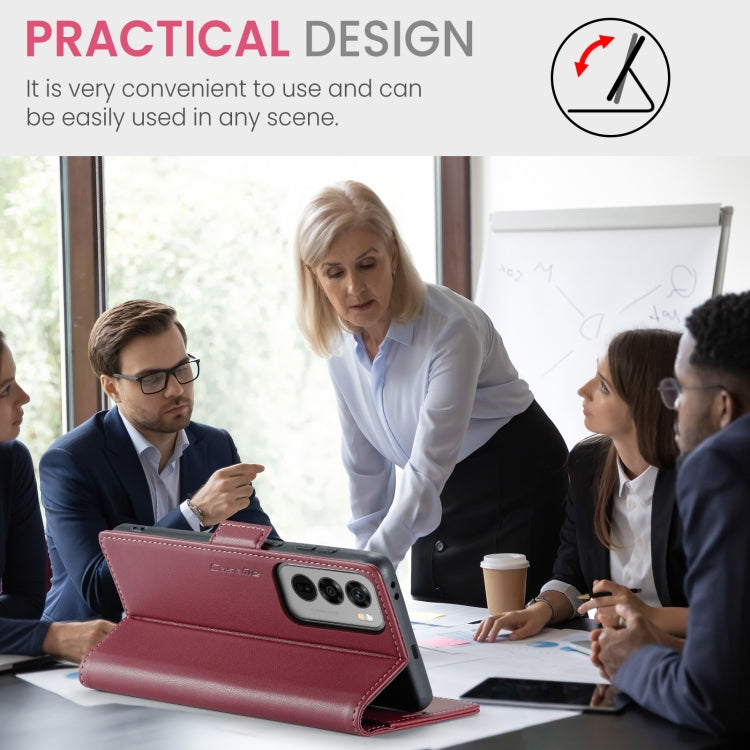 For OPPO Reno12 Pro 5G Global CaseMe 023 Butterfly Buckle Litchi Texture RFID Anti-theft Leather Phone Case(Red) - OPPO Cases by CaseMe | Online Shopping South Africa | PMC Jewellery | Buy Now Pay Later Mobicred