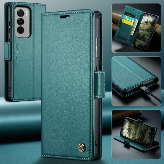 For OPPO Reno12 Pro 5G Global CaseMe 023 Butterfly Buckle Litchi Texture RFID Anti-theft Leather Phone Case(Green)