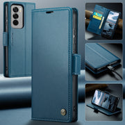 For OPPO Reno12 Pro 5G Global CaseMe 023 Butterfly Buckle Litchi Texture RFID Anti-theft Leather Phone Case(Blue)