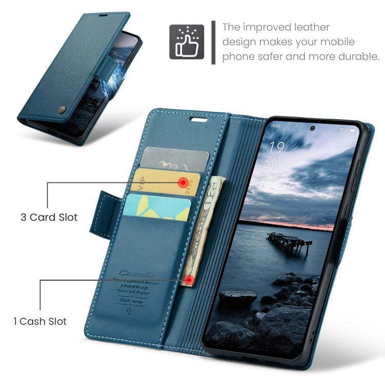 For OPPO Reno12 Pro 5G Global CaseMe 023 Butterfly Buckle Litchi Texture RFID Anti-theft Leather Phone Case(Blue)