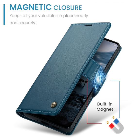 For OPPO Reno12 Pro 5G Global CaseMe 023 Butterfly Buckle Litchi Texture RFID Anti-theft Leather Phone Case(Blue)