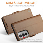 For OPPO Reno12 Pro 5G Global CaseMe 023 Butterfly Buckle Litchi Texture RFID Anti-theft Leather Phone Case(Brown)