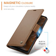 For OPPO Reno12 Pro 5G Global CaseMe 023 Butterfly Buckle Litchi Texture RFID Anti-theft Leather Phone Case(Brown)
