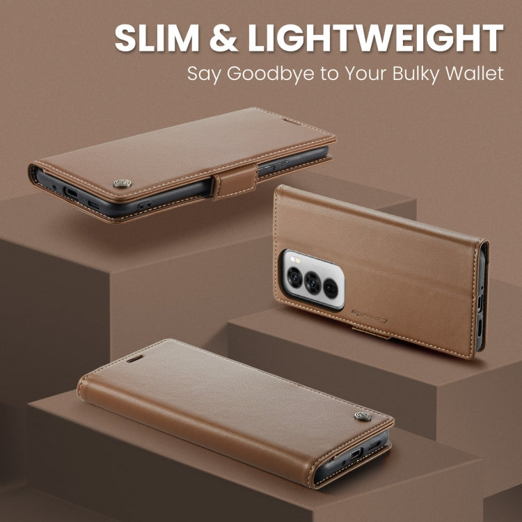 For OPPO Reno12 Pro 5G Global CaseMe 023 Butterfly Buckle Litchi Texture RFID Anti-theft Leather Phone Case(Brown)