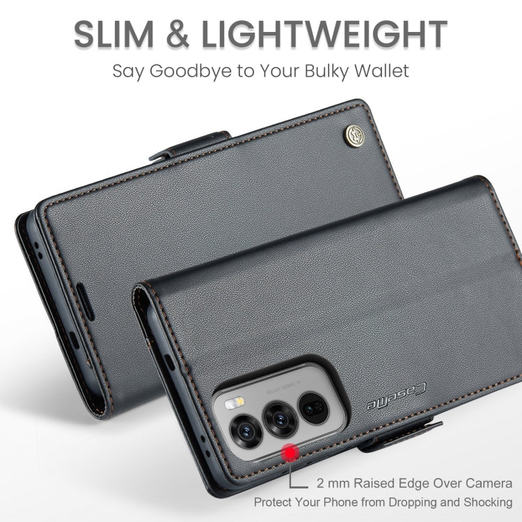 For OPPO Reno12 Pro 5G Global CaseMe 023 Butterfly Buckle Litchi Texture RFID Anti-theft Leather Phone Case(Black)
